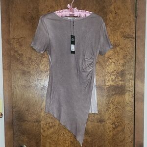 Fashion Nova Assymetrical Taupe Top XL NWT